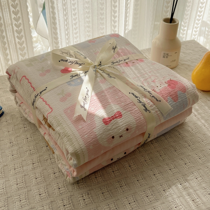 91家纺网 家纺一手货源 找家纺 澜妃 2025新款云感提花双层纱四件套 奶油块块