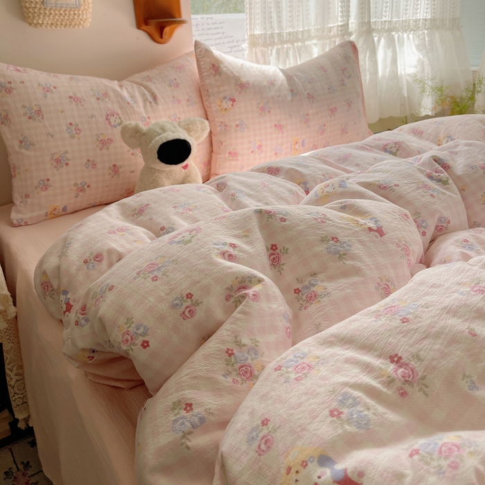 91家纺网 家纺一手货源 找家纺 澜妃 2025新款云感提花双层纱四件套 萌主后花园