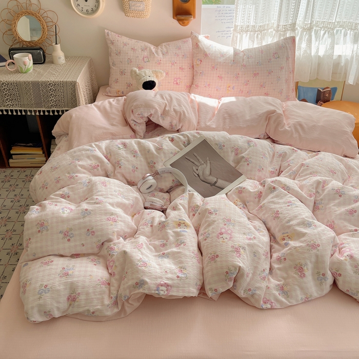 91家纺网 家纺一手货源 找家纺 澜妃 2025新款云感提花双层纱四件套 萌主后花园