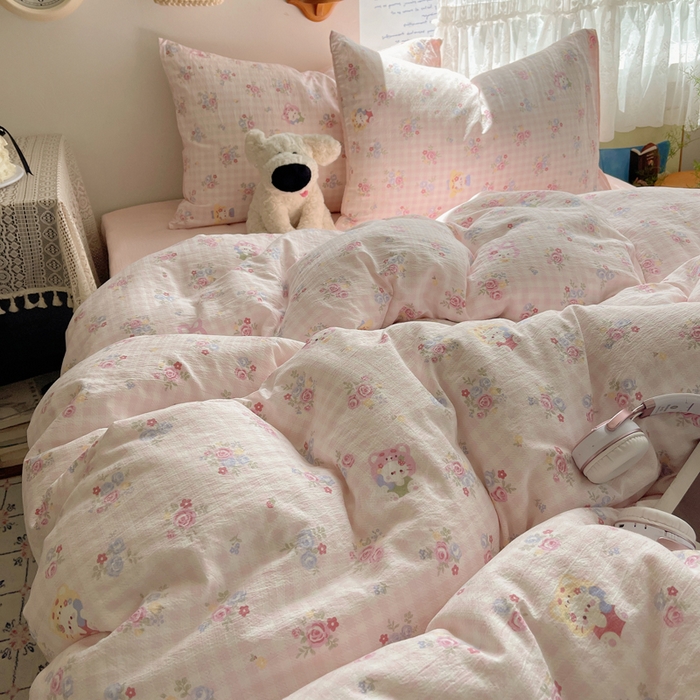 91家纺网 家纺一手货源 找家纺 澜妃 2025新款云感提花双层纱四件套 萌主后花园