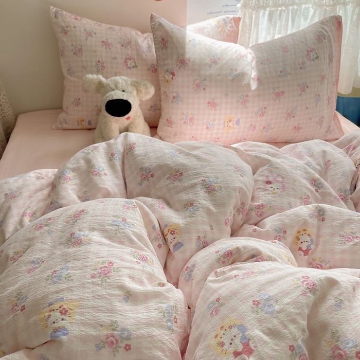 91家纺网 家纺一手货源 找家纺 澜妃 2025新款云感提花双层纱四件套 萌主后花园