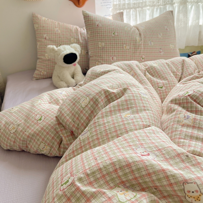 91家纺网 家纺一手货源 找家纺 澜妃 2025新款云感提花双层纱四件套 呆萌西高地