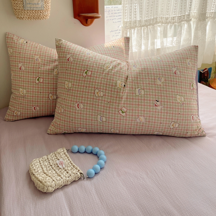 91家纺网 家纺一手货源 找家纺 澜妃 2025新款云感提花双层纱四件套 呆萌西高地