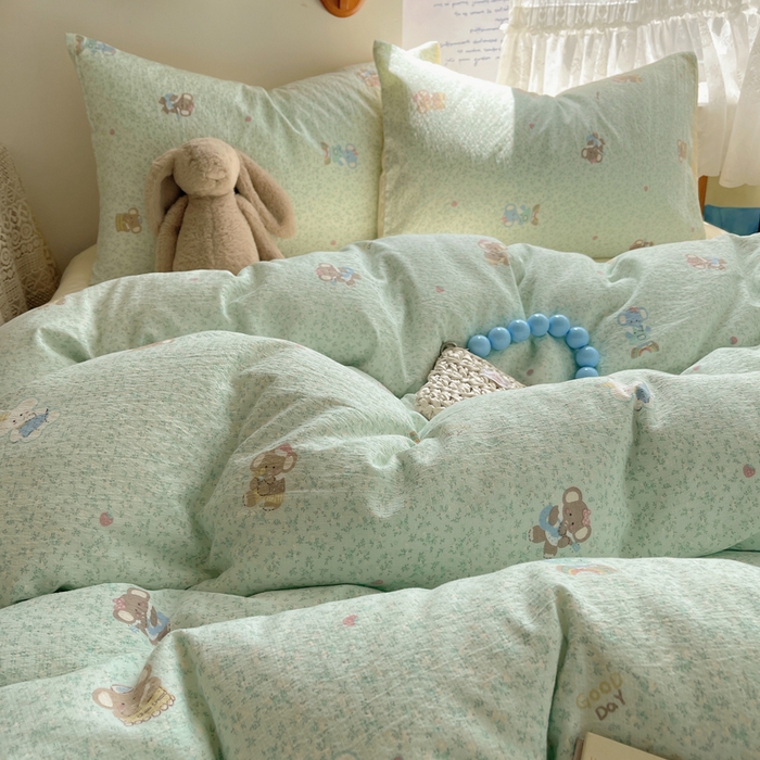 91家纺网 家纺一手货源 找家纺 澜妃 2025新款云感提花双层纱四件套 少女象