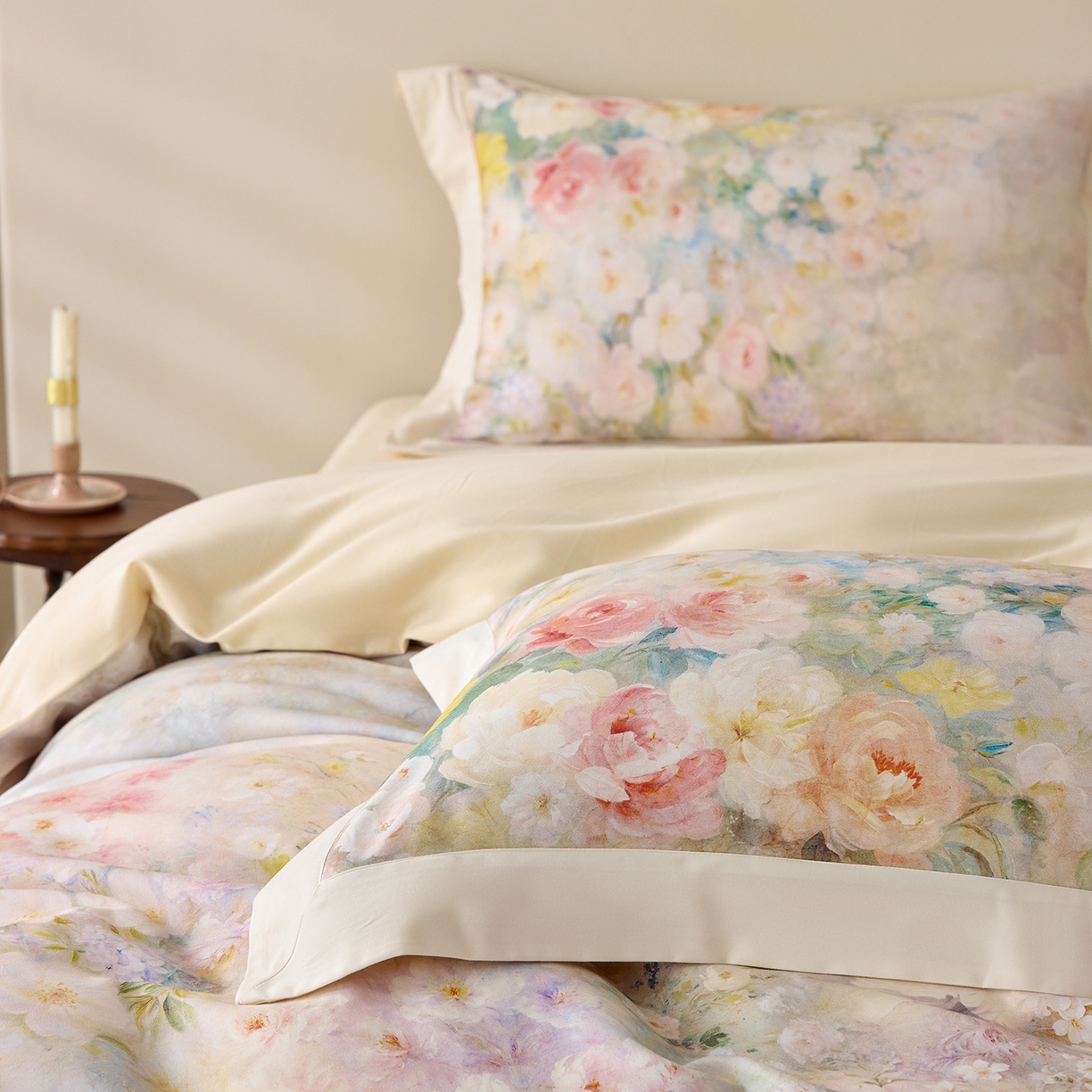 91家纺网 家纺一手货源 找家纺 （总）寐居家纺 2025新款100支全棉纯棉贡缎磨毛数码印花工艺款四件套-花涧谣