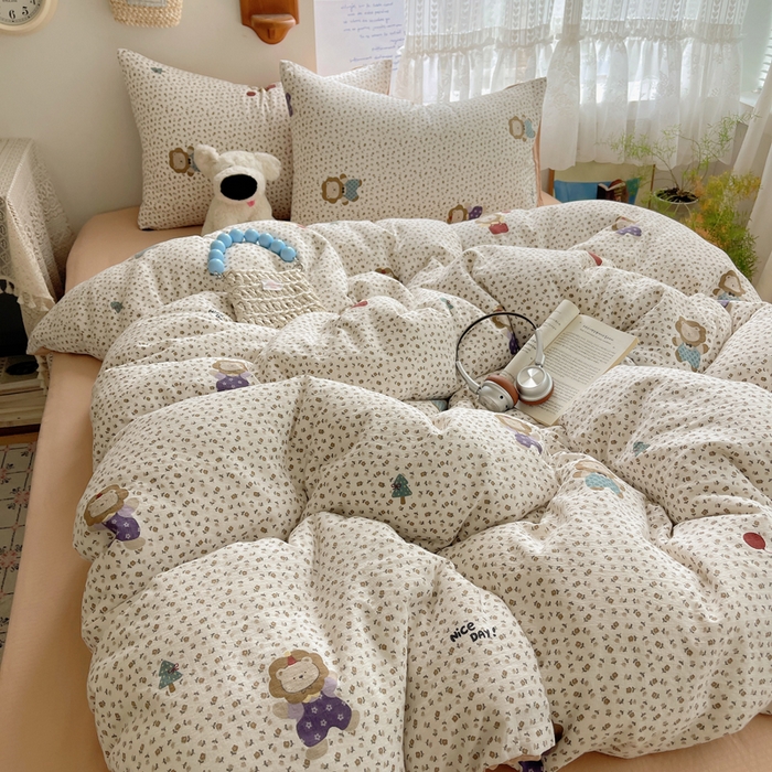 澜妃 2025新款云感提花双层纱四件套 狮子先生