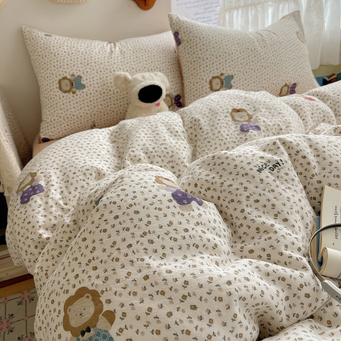 91家纺网 家纺一手货源 找家纺 澜妃 2025新款云感提花双层纱四件套 狮子先生