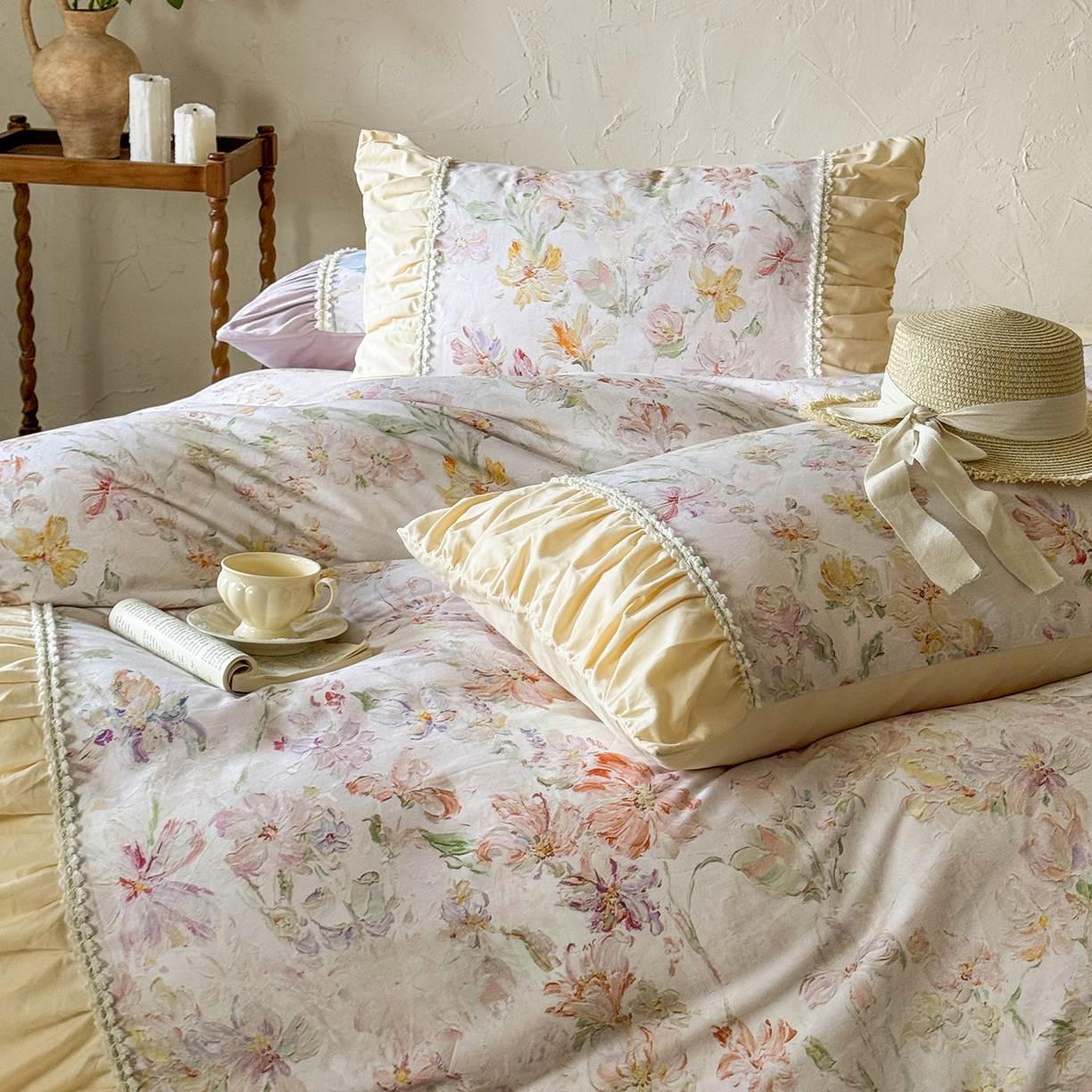 91家纺网 家纺一手货源 找家纺 （总）寐居家纺 2025新款100支长绒棉纯棉磨毛四件套-蔓纱