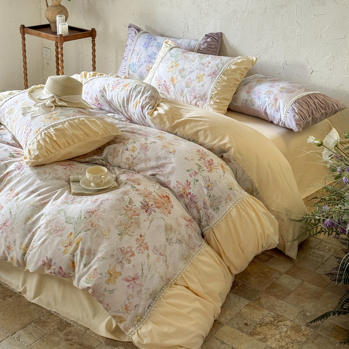 91家纺网 家纺一手货源 找家纺 （总）寐居家纺 2025新款100支长绒棉纯棉磨毛四件套-蔓纱