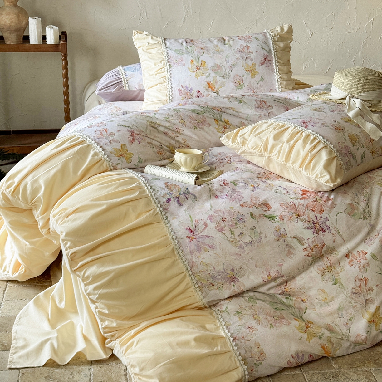 91家纺网 家纺一手货源 找家纺 （总）寐居家纺 2025新款100支长绒棉纯棉磨毛四件套-蔓纱