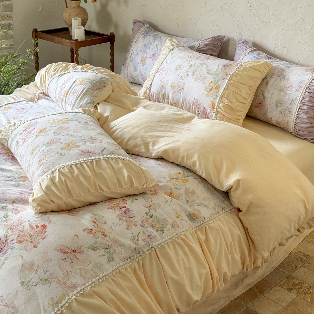 （总）寐居家纺 2025新款100支长绒棉纯棉磨毛四件套-蔓纱