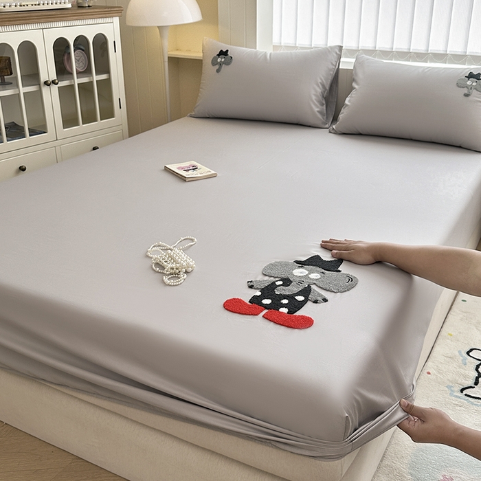 寐居家纺 2025新款A类100支长绒棉毛巾绣床笠三件套 小象先生