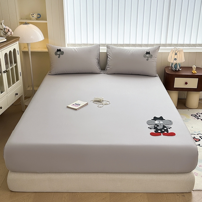 91家纺网 家纺一手货源 找家纺 寐居家纺 2025新款A类100支长绒棉毛巾绣床笠三件套 小象先生