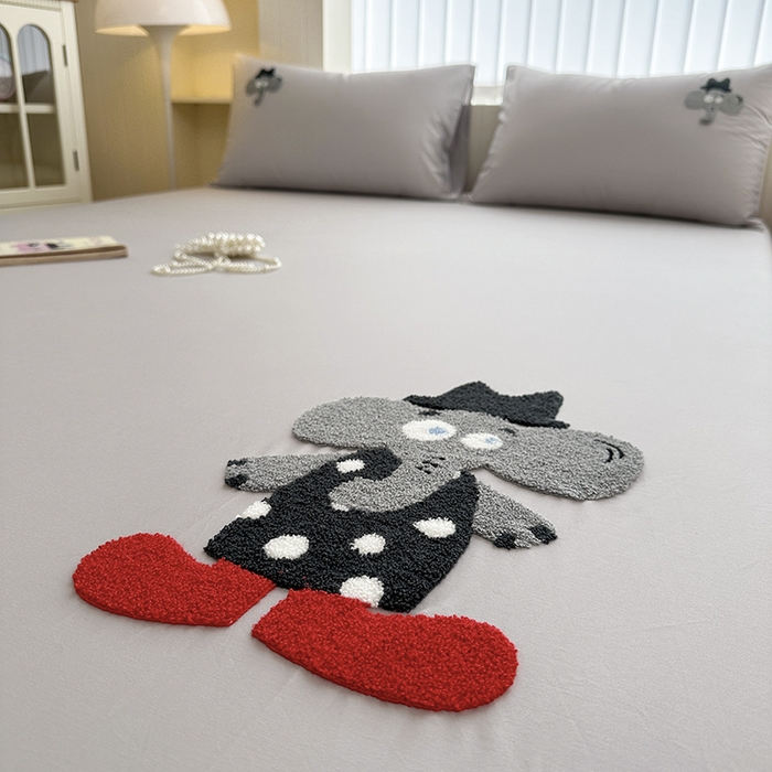 91家纺网 家纺一手货源 找家纺 寐居家纺 2025新款A类100支长绒棉毛巾绣床笠三件套 小象先生