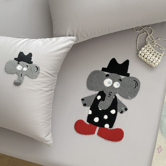 91家纺网 家纺一手货源 找家纺 寐居家纺 2025新款A类100支长绒棉毛巾绣床笠三件套 小象先生