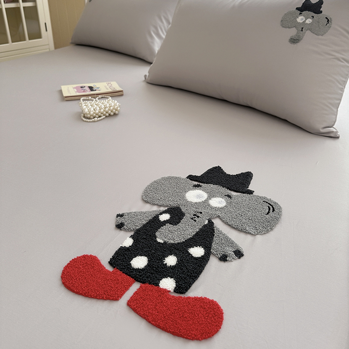 91家纺网 家纺一手货源 找家纺 寐居家纺 2025新款A类100支长绒棉毛巾绣床笠三件套 小象先生