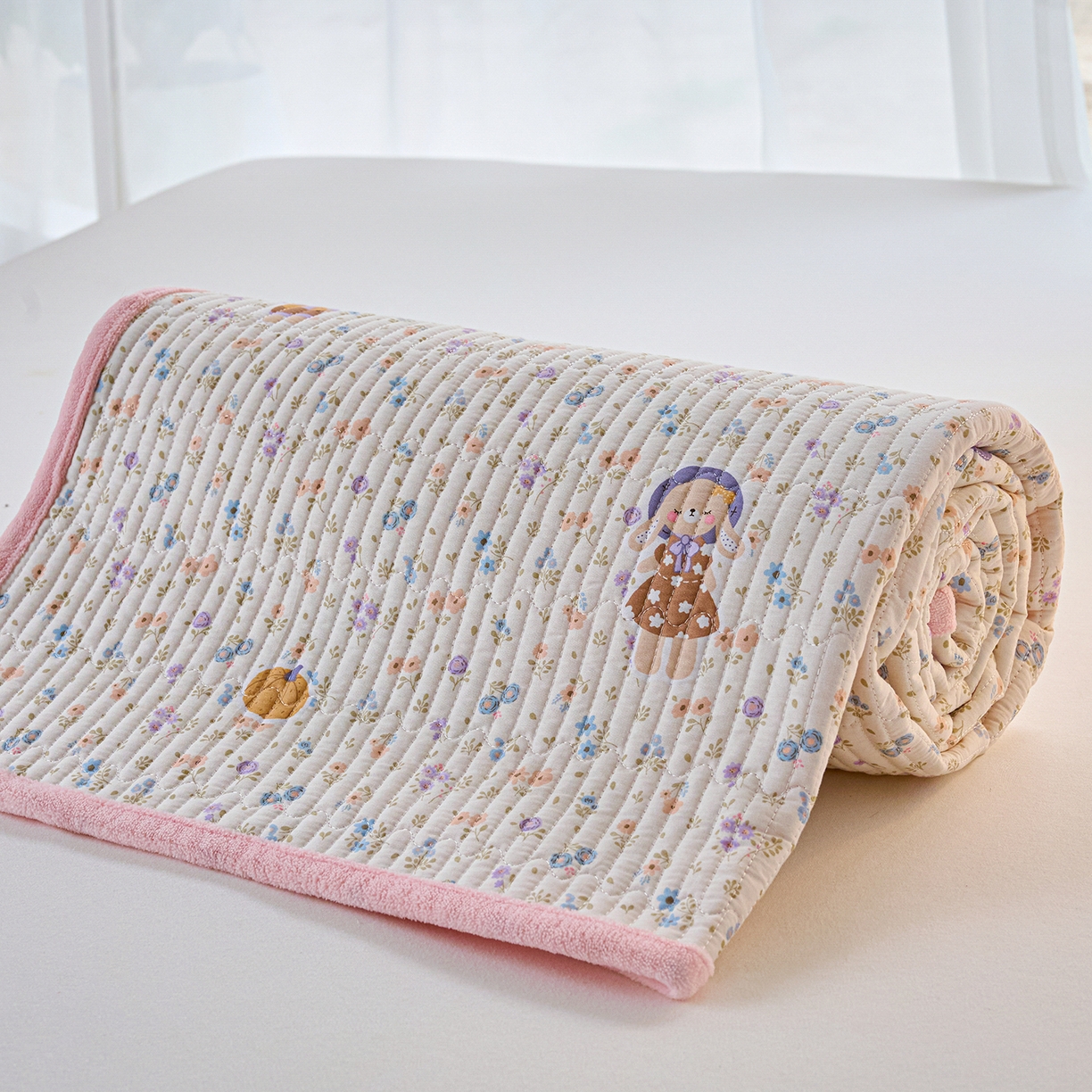 91家纺网 家纺一手货源 找家纺 小叮当家纺仓储工厂店 2025新款棉加绒床垫一面全棉一面牛奶绒床褥垫软床垫床盖四季通用 花田囡囡（A棉B绒）