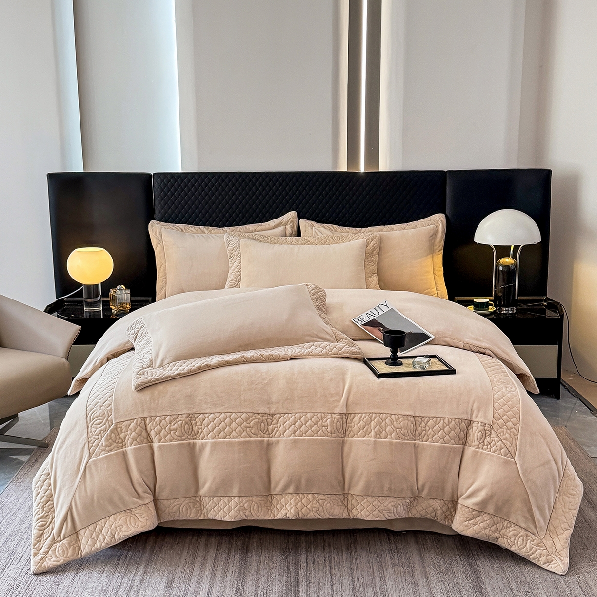 91家纺网 家纺一手货源 找家纺 （总）保罗圣迪奥 2025新款250克全消光三拼角双C四件套-沐凡系列一