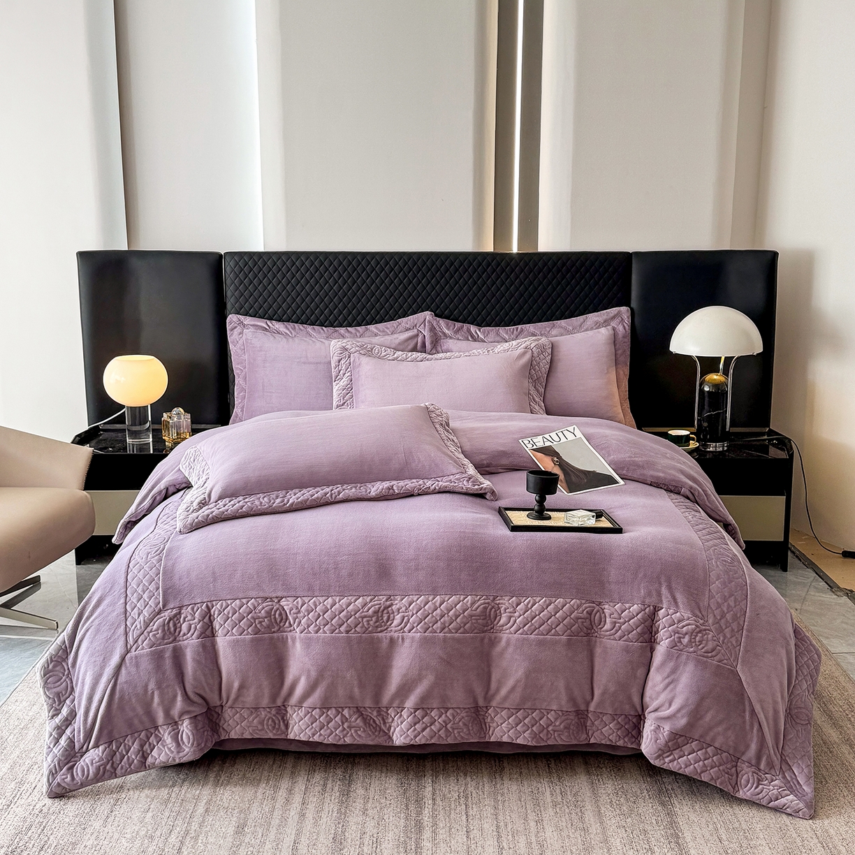 保罗圣迪奥 2025新款250克全消光三拼角双C四件套-沐凡系列一 紫色