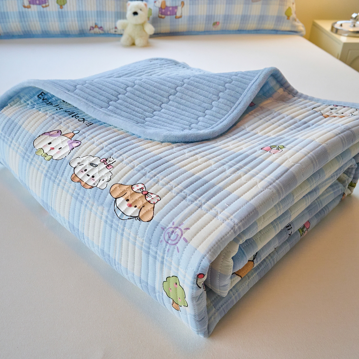 91家纺网 家纺一手货源 找家纺 小叮当家纺仓储工厂店 2025新款棉加绒床垫一面全棉一面牛奶绒床褥垫软床垫床盖四季通用 逗号日记（A棉B绒）