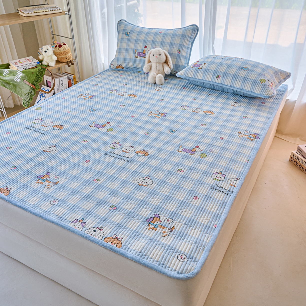 91家纺网 家纺一手货源 找家纺 小叮当家纺仓储工厂店 2025新款棉加绒床垫一面全棉一面牛奶绒床褥垫软床垫床盖四季通用 逗号日记（A棉B绒）