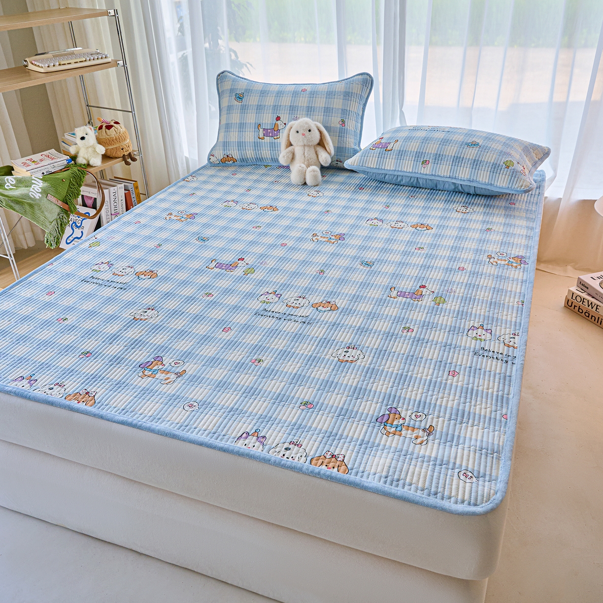 91家纺网 家纺一手货源 找家纺 小叮当家纺仓储工厂店 2025新款棉加绒床垫一面全棉一面牛奶绒床褥垫软床垫床盖四季通用 逗号日记（A棉B绒）