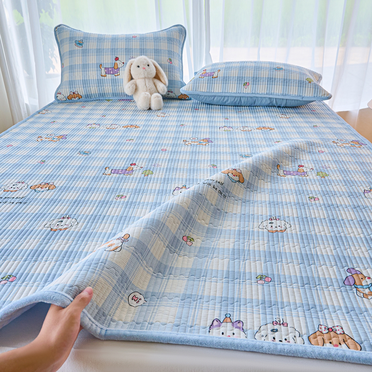 91家纺网 家纺一手货源 找家纺 小叮当家纺仓储工厂店 2025新款棉加绒床垫一面全棉一面牛奶绒床褥垫软床垫床盖四季通用 逗号日记（A棉B绒）