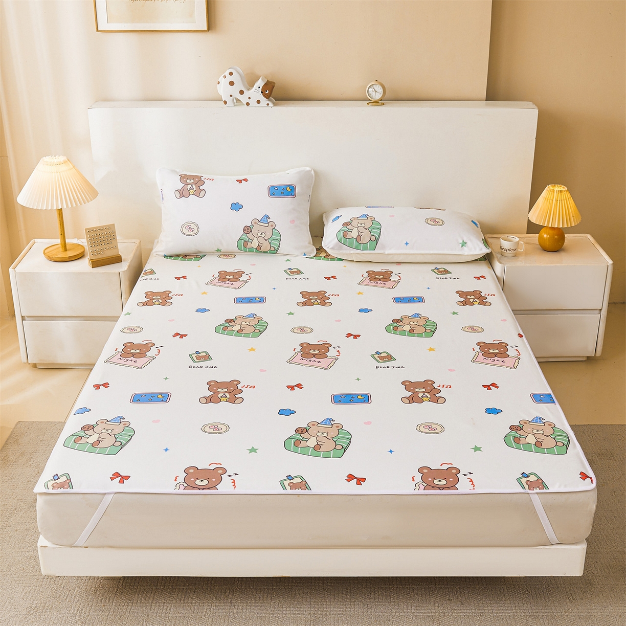 91家纺网 家纺一手货源 找家纺 雯豆家纺 2025新款防水隔尿垫子卡通成人床垫保护罩A类宝宝尿垫 防水隔尿垫-沙发熊