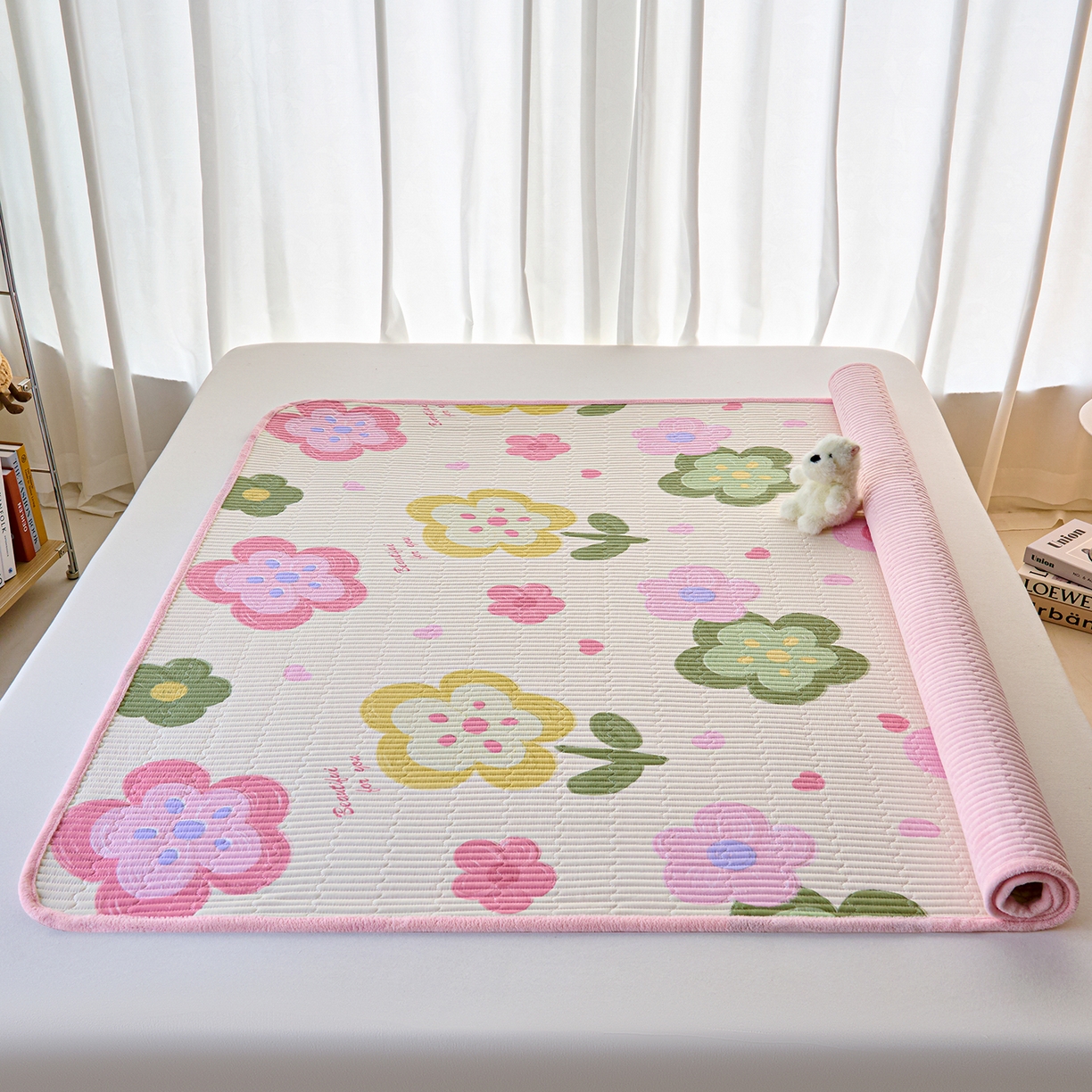 91家纺网 家纺一手货源 找家纺 小叮当家纺仓储工厂店 2025新款棉加绒床垫一面全棉一面牛奶绒床褥垫软床垫床盖四季通用 贝利花都（A棉B绒）