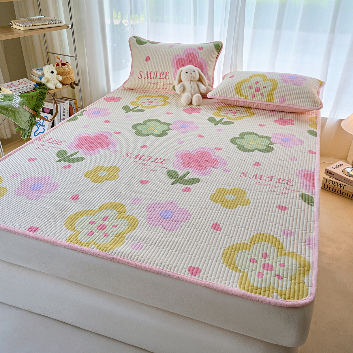 91家纺网 家纺一手货源 找家纺 小叮当家纺仓储工厂店 2025新款棉加绒床垫一面全棉一面牛奶绒床褥垫软床垫床盖四季通用 贝利花都（A棉B绒）