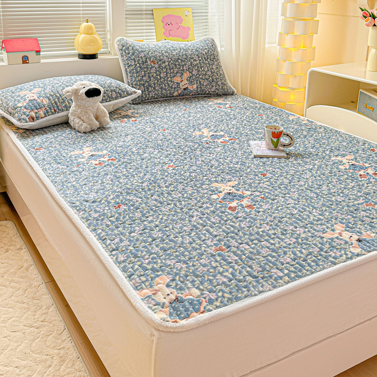 91家纺网 家纺一手货源 找家纺 （总）水木坊 2025新款牛奶绒床垫保护垫床褥床垫子