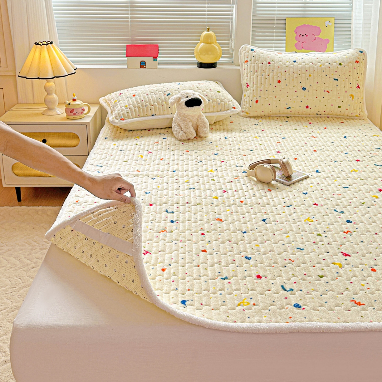 91家纺网 家纺一手货源 找家纺 水木坊 2025新款牛奶绒床垫保护垫床褥床垫子 芝士啵啵