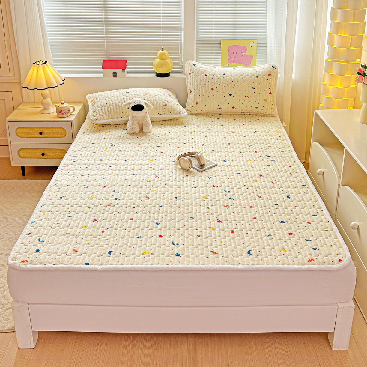 91家纺网 家纺一手货源 找家纺 水木坊 2025新款牛奶绒床垫保护垫床褥床垫子 芝士啵啵