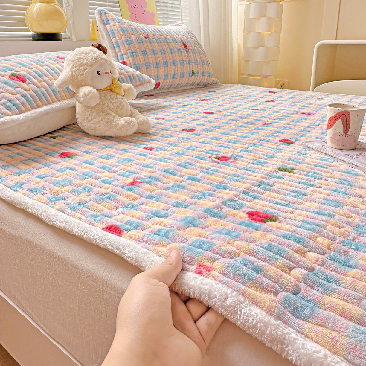 91家纺网 家纺一手货源 找家纺 （总）水木坊 2025新款牛奶绒床垫保护垫床褥床垫子