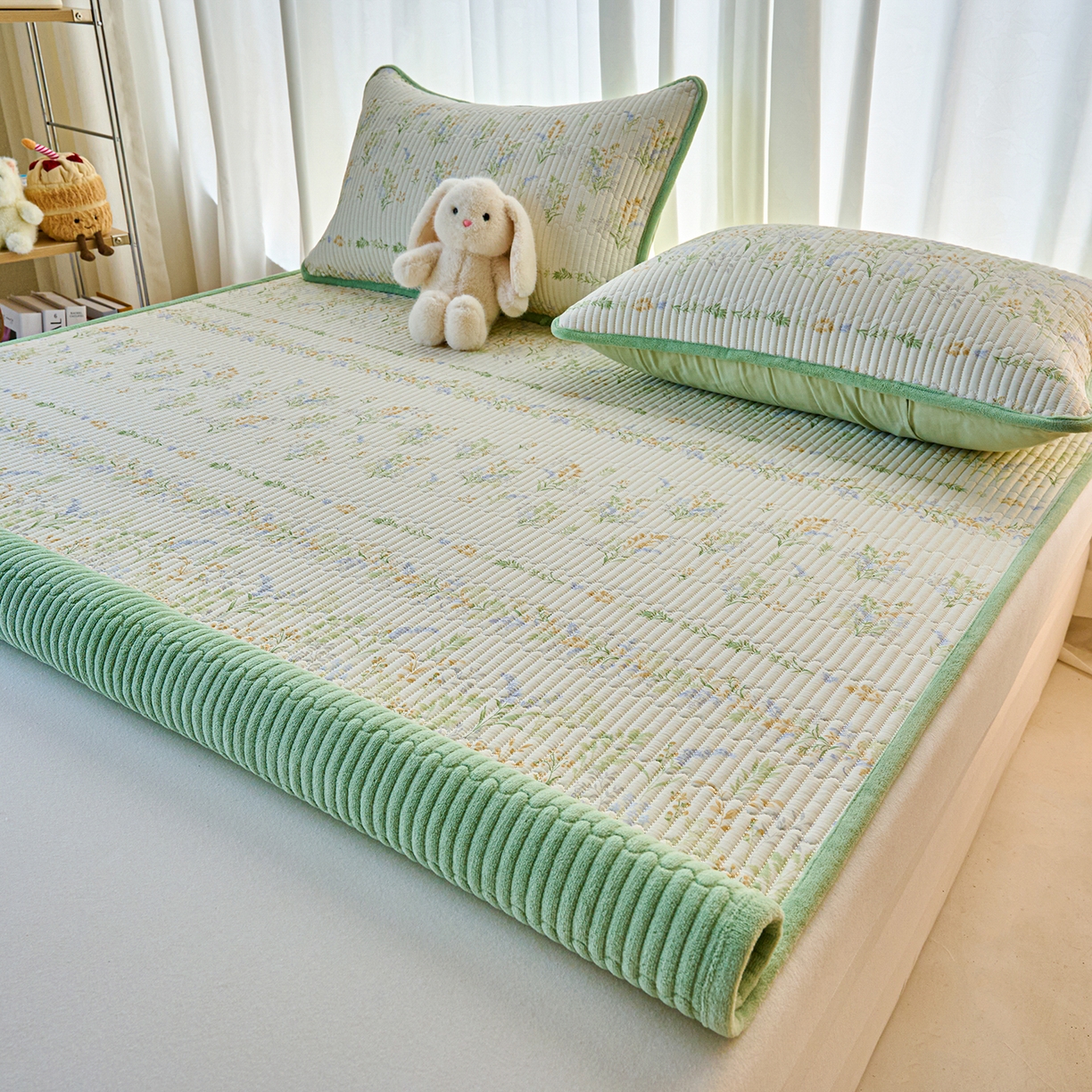 91家纺网 家纺一手货源 找家纺 小叮当家纺仓储工厂店 2025新款棉加绒床垫一面全棉一面牛奶绒床褥垫软床垫床盖四季通用 丛草集(A棉B绒）