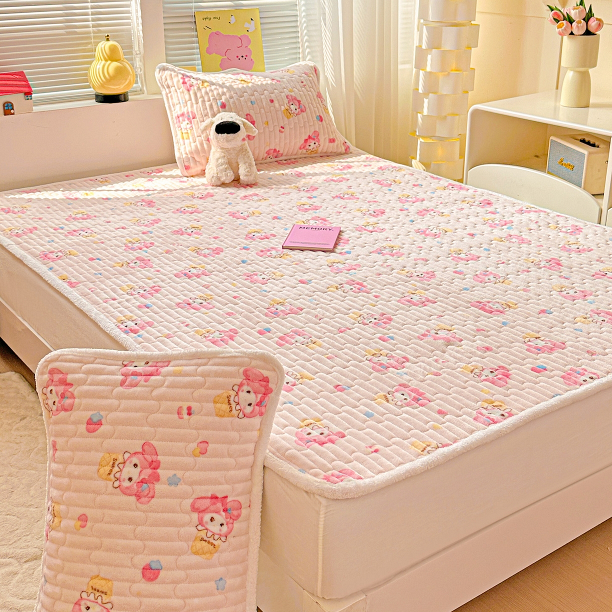 91家纺网 家纺一手货源 找家纺 水木坊 2025新款牛奶绒床垫保护垫床褥床垫子 糕冷小美