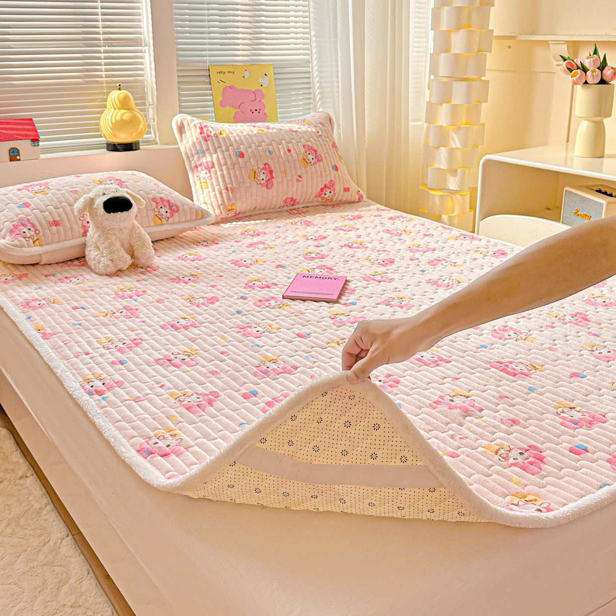 91家纺网 家纺一手货源 找家纺 水木坊 2025新款牛奶绒床垫保护垫床褥床垫子 糕冷小美