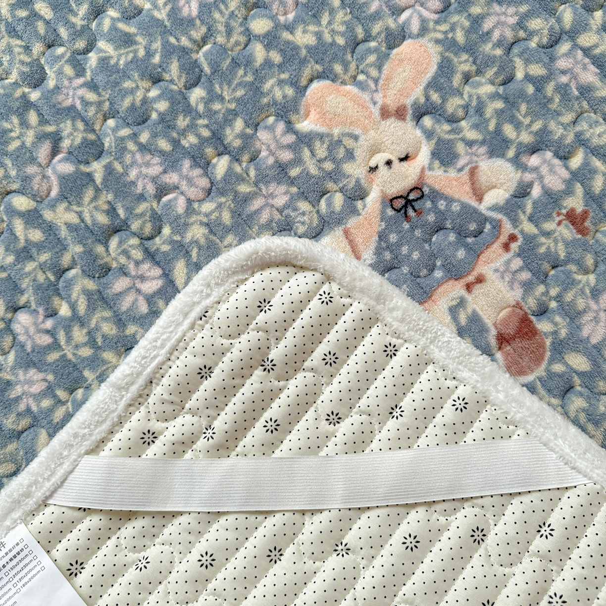 91家纺网 家纺一手货源 找家纺 水木坊 2025新款牛奶绒床垫保护垫床褥床垫子 公主小兔