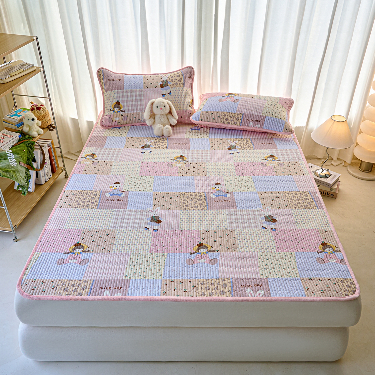 91家纺网 家纺一手货源 找家纺 小叮当家纺仓储工厂店 2025新款棉加绒床垫一面全棉一面牛奶绒床褥垫软床垫床盖四季通用 丹麦少女（A棉B绒）