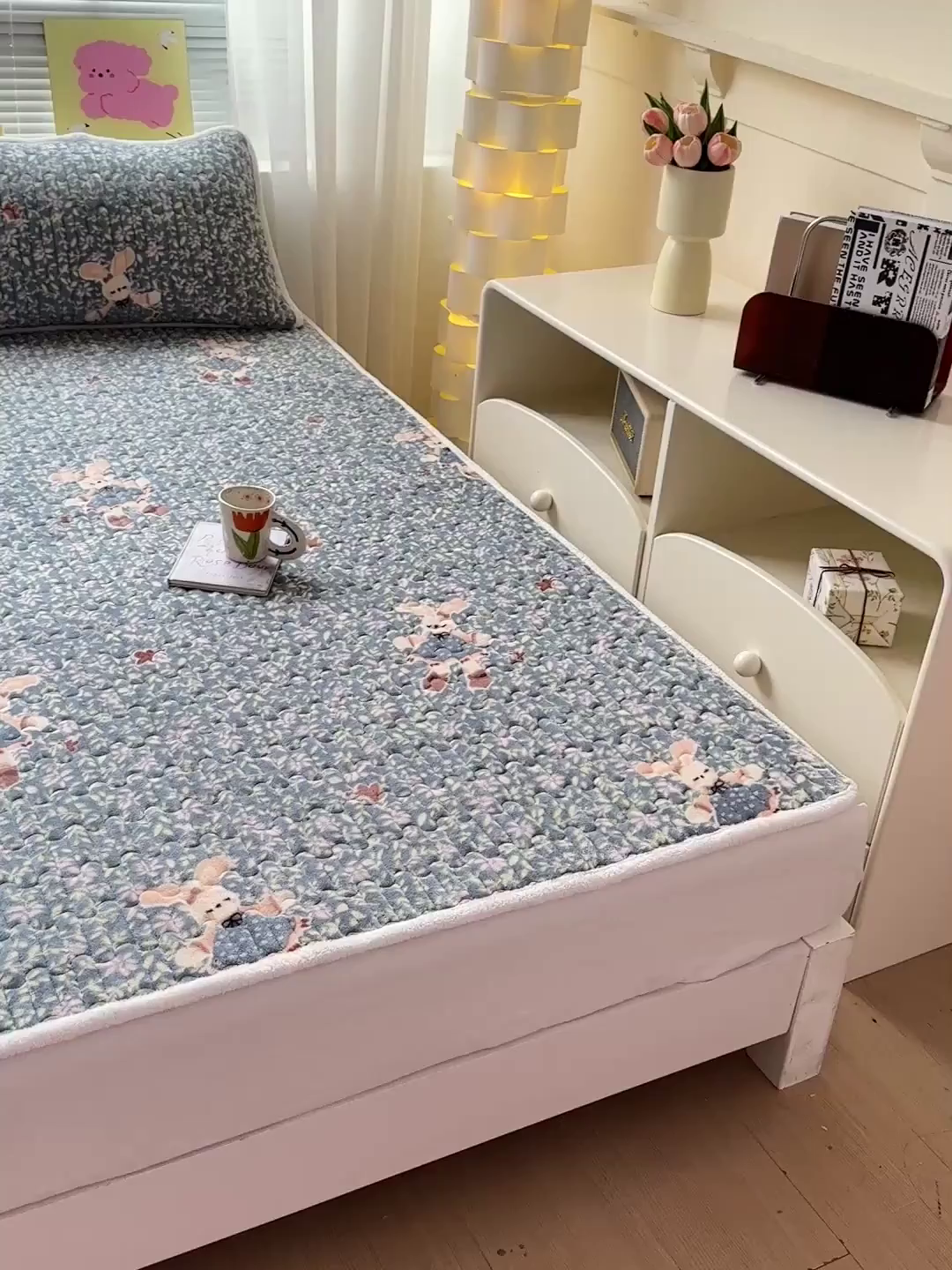 91家纺网 家纺一手货源 找家纺 水木坊 2025新款牛奶绒床垫保护垫床褥床垫子 公主小兔