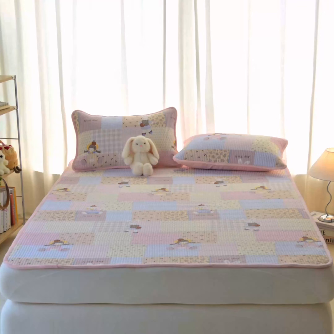 91家纺网 家纺一手货源 找家纺 小叮当家纺仓储工厂店 2025新款棉加绒床垫一面全棉一面牛奶绒床褥垫软床垫床盖四季通用 丹麦少女（A棉B绒）