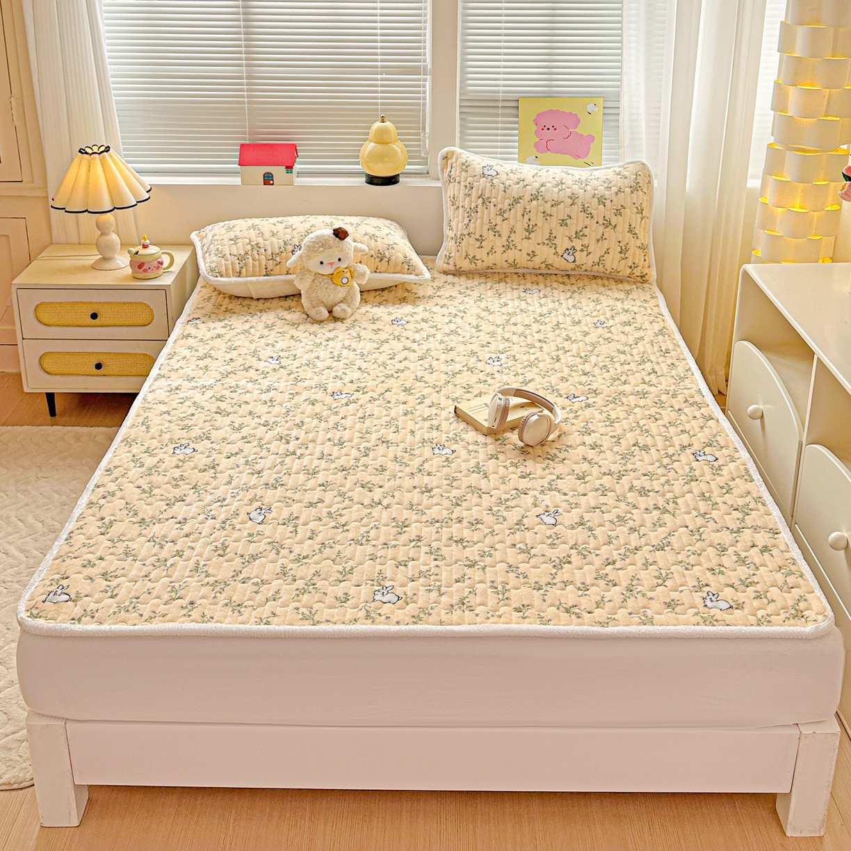 91家纺网 家纺一手货源 找家纺 水木坊 2025新款牛奶绒床垫保护垫床褥床垫子 森林野园