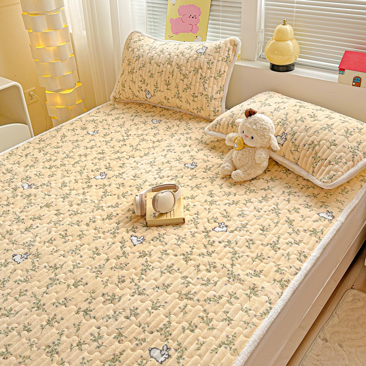 91家纺网 家纺一手货源 找家纺 水木坊 2025新款牛奶绒床垫保护垫床褥床垫子 森林野园