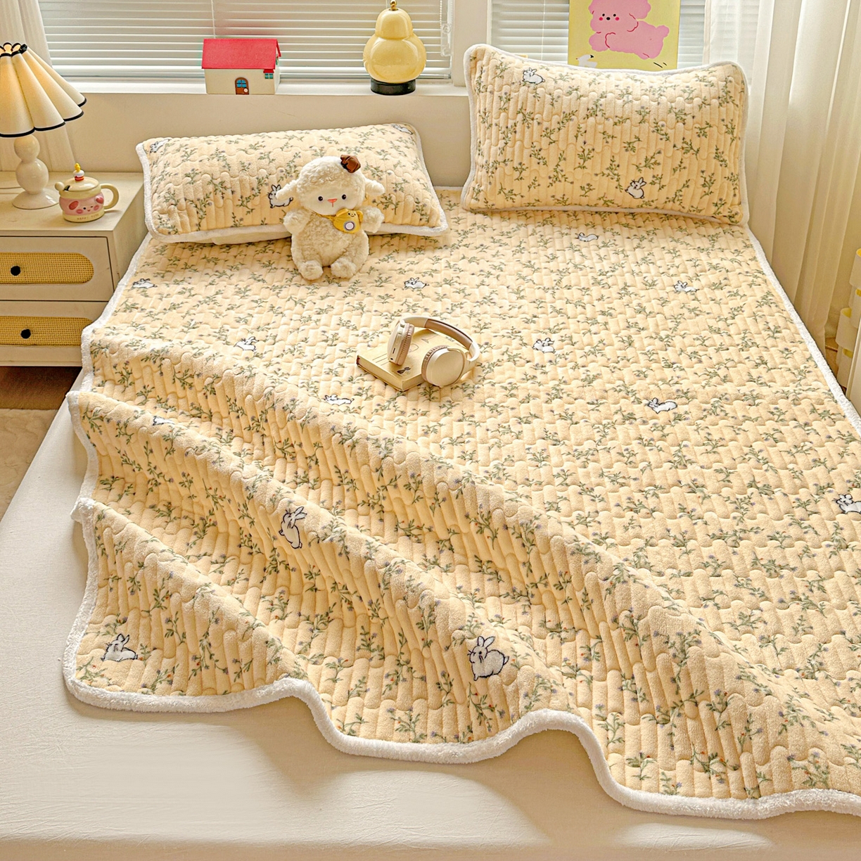 91家纺网 家纺一手货源 找家纺 水木坊 2025新款牛奶绒床垫保护垫床褥床垫子 森林野园