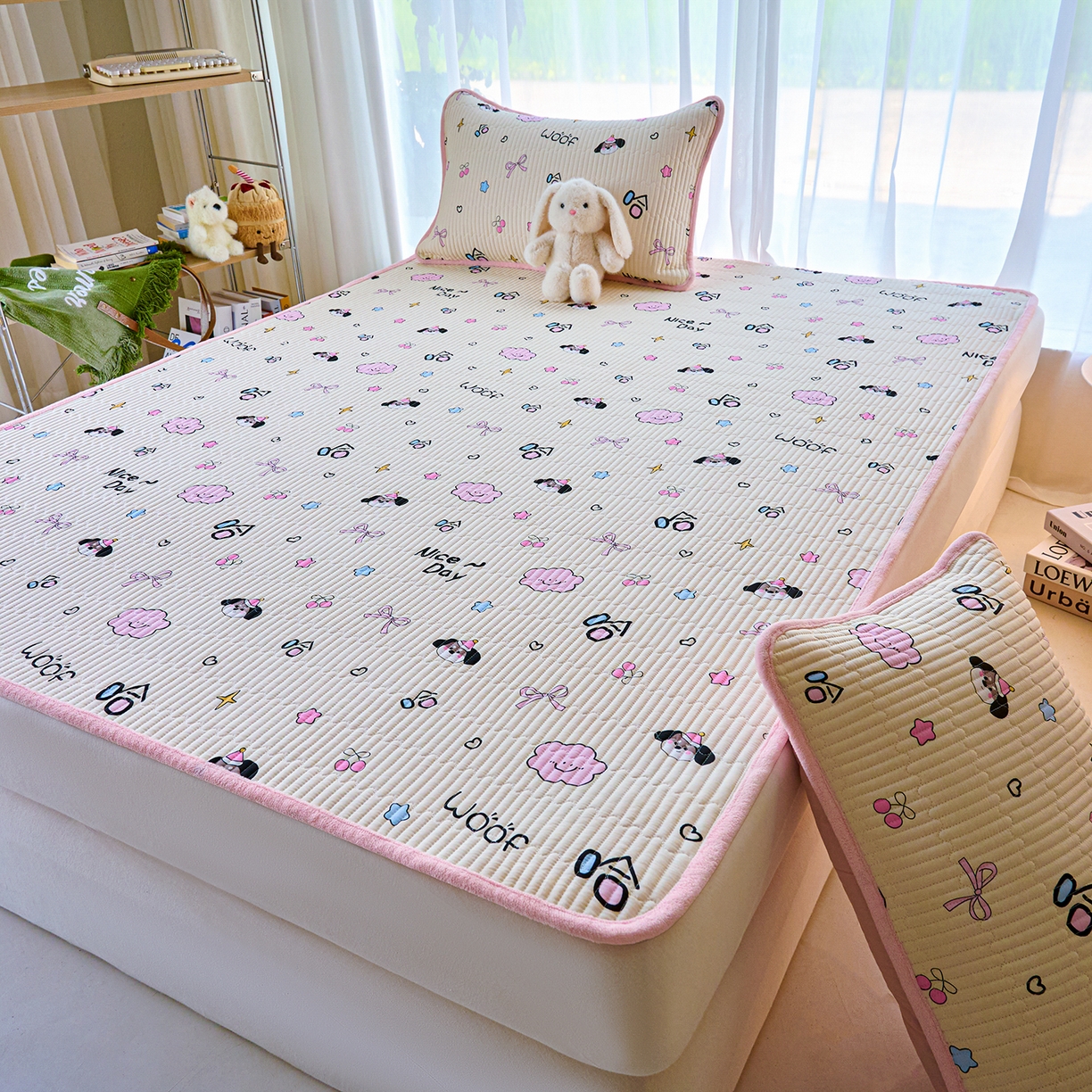 91家纺网 家纺一手货源 找家纺 小叮当家纺仓储工厂店 2025新款棉加绒床垫一面全棉一面牛奶绒床褥垫软床垫床盖四季通用 哈哈狗(A棉B绒）