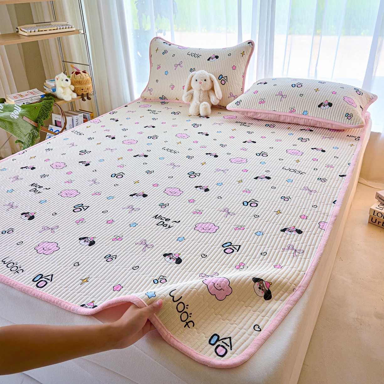 91家纺网 家纺一手货源 找家纺 小叮当家纺仓储工厂店 2025新款棉加绒床垫一面全棉一面牛奶绒床褥垫软床垫床盖四季通用 哈哈狗(A棉B绒）