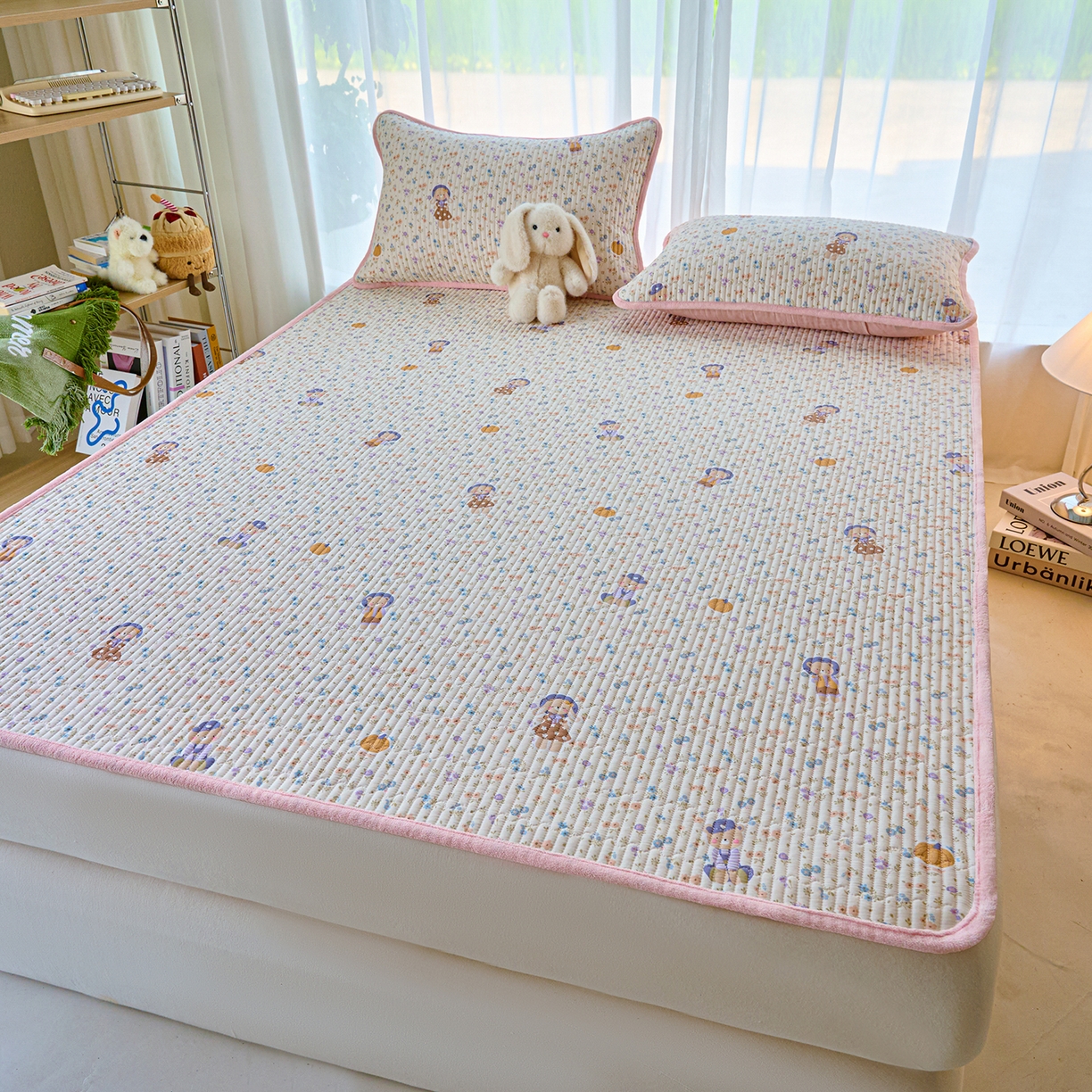 91家纺网 家纺一手货源 找家纺 小叮当家纺仓储工厂店 2025新款棉加绒床垫一面全棉一面牛奶绒床褥垫软床垫床盖四季通用 花田囡囡（A棉B绒）