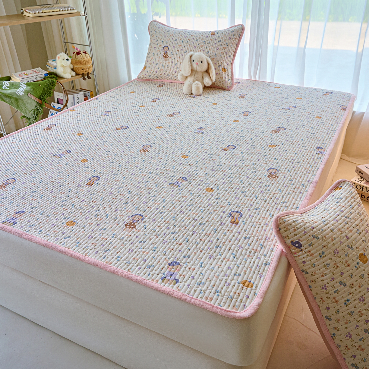 91家纺网 家纺一手货源 找家纺 小叮当家纺仓储工厂店 2025新款棉加绒床垫一面全棉一面牛奶绒床褥垫软床垫床盖四季通用 花田囡囡（A棉B绒）