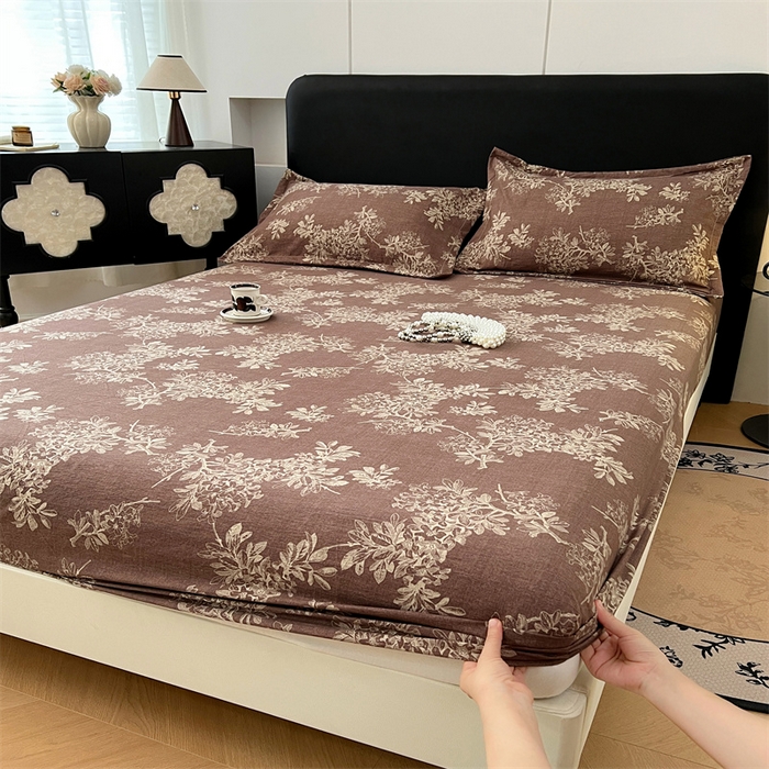 91家纺网 家纺一手货源 找家纺 梦舒羽 2025新款原麻床笠机洗家用防滑透气四季款床罩床垫床单保护套 秋意浓