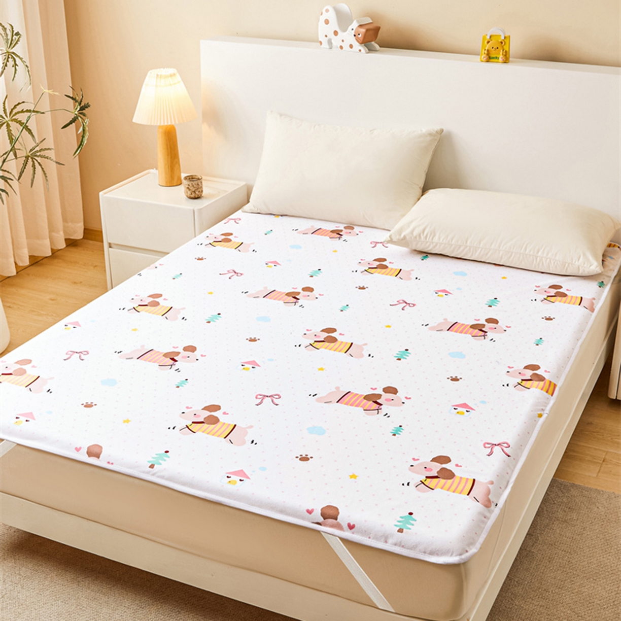 91家纺网 家纺一手货源 找家纺 雯豆家纺 2025新款防水隔尿垫子卡通成人床垫保护罩A类宝宝尿垫 防水隔尿垫-条纹狗